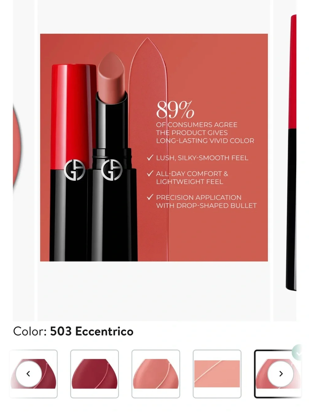 Giorgio Armani Lip Power Long-Lasting Lipstick — Shade 503 Eccentrico